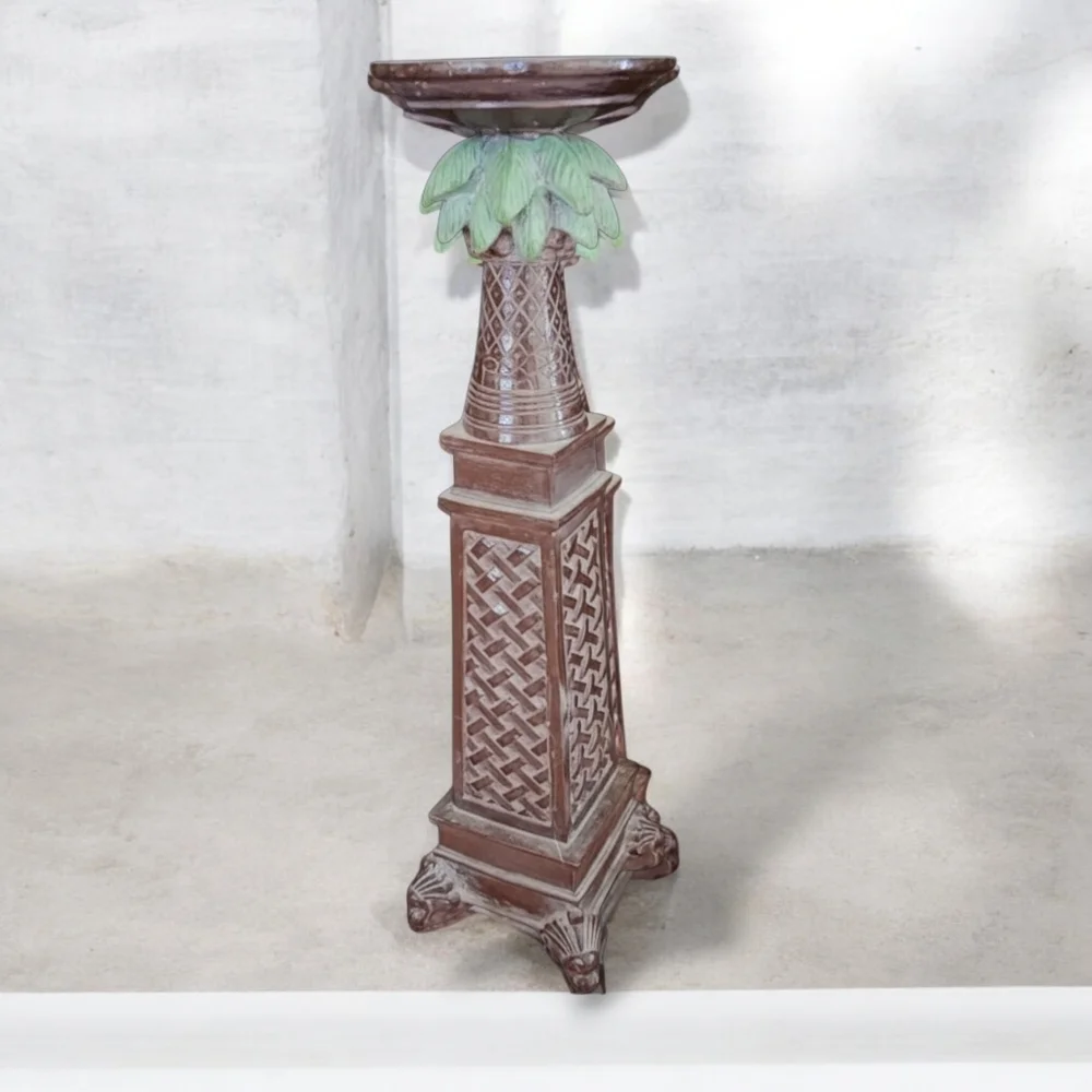 Tiki Palm Tree Pillar Candle Holder, Tall 19